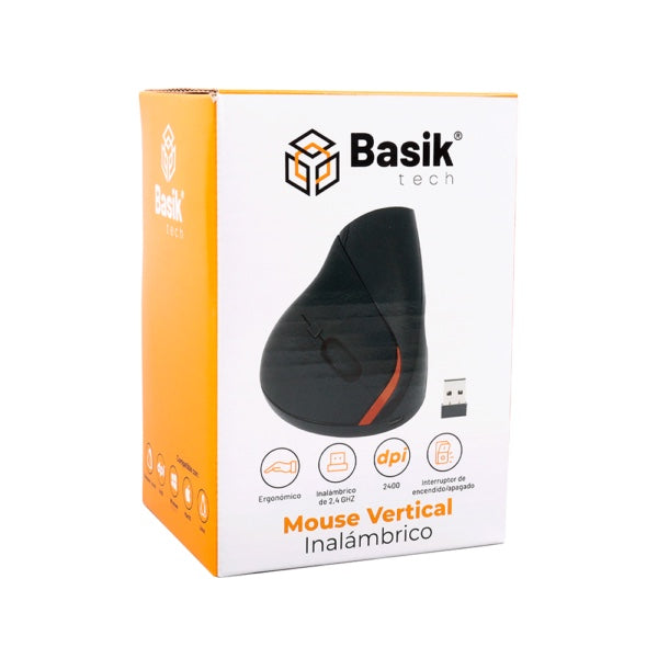 MOUSE BASIK TECH ERGONÓMICO INALÁMBRICO USB RECARGABLE